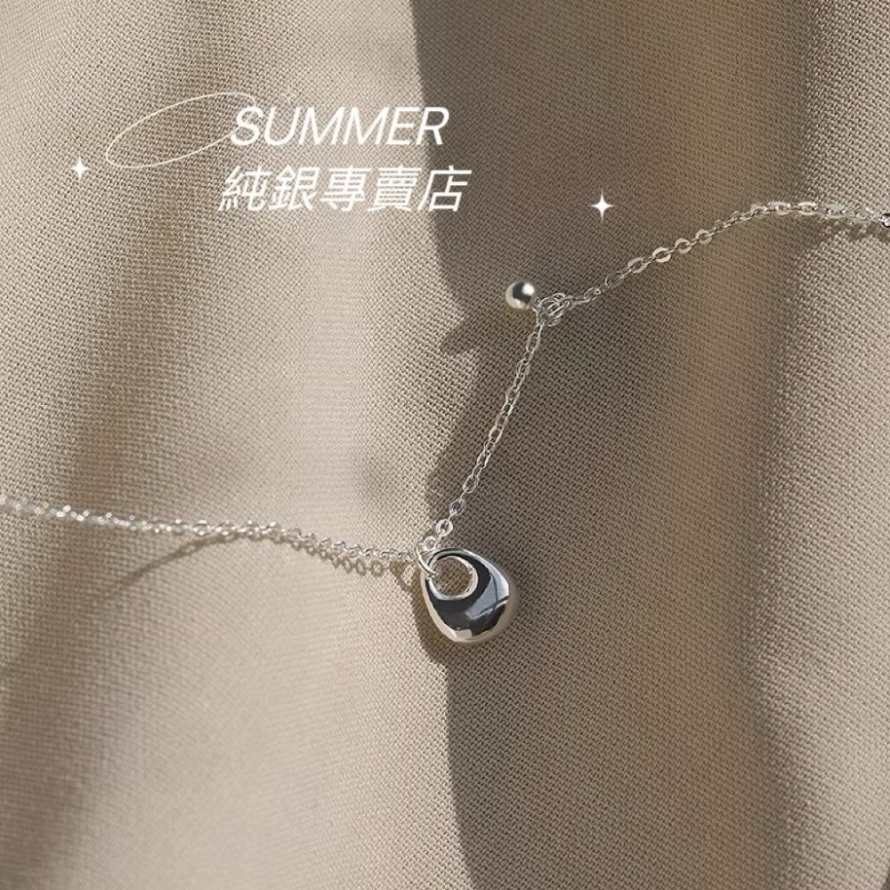 SUMMER 銀飾💫［925純銀］純淨小銀坨項鏈 磨砂啞光面 實心銀坨 純銀項鍊 純銀飾品-細節圖6