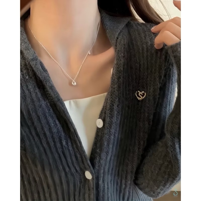 SUMMER 銀飾💫［925純銀］純淨小銀坨項鏈 磨砂啞光面 實心銀坨 純銀項鍊 純銀飾品-細節圖7