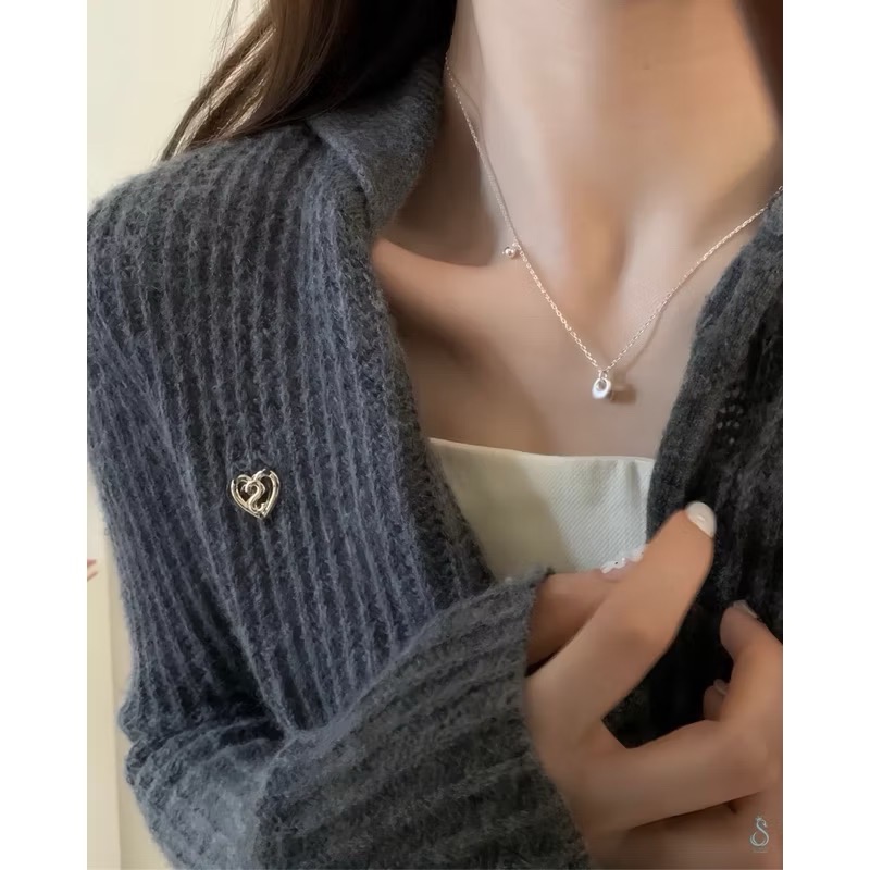 SUMMER 銀飾💫［925純銀］純淨小銀坨項鏈 磨砂啞光面 實心銀坨 純銀項鍊 純銀飾品-細節圖8