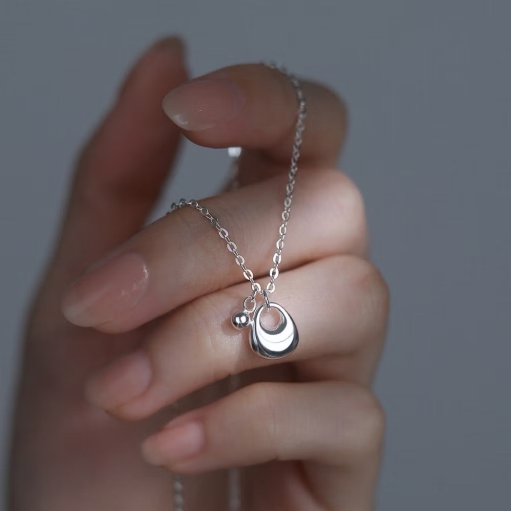 SUMMER 銀飾💫［925純銀］純淨小銀坨項鏈 磨砂啞光面 實心銀坨 純銀項鍊 純銀飾品-細節圖9