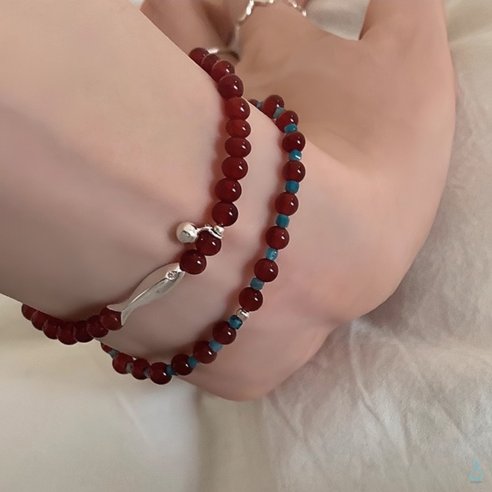 SUMMER 銀飾💫［925純銀］錦鯉躍紅 天然晶石手鏈 紅瑪瑙小魚磷灰石 純銀手鏈 純銀飾品-細節圖2