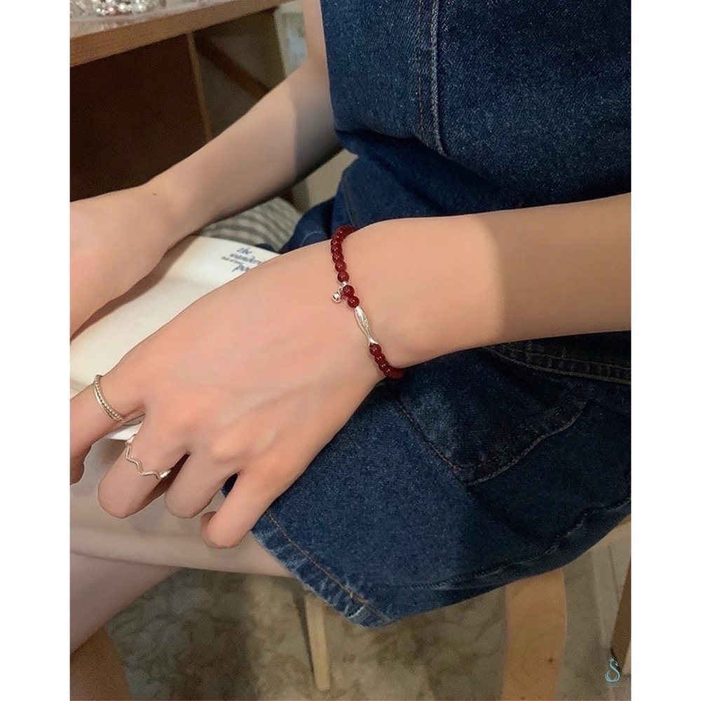SUMMER 銀飾💫［925純銀］錦鯉躍紅 天然晶石手鏈 紅瑪瑙小魚磷灰石 純銀手鏈 純銀飾品-細節圖7