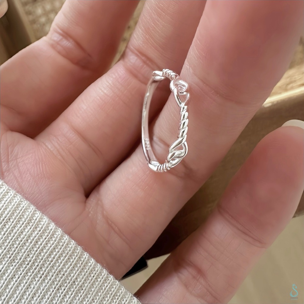 SUMMER 銀飾💫［925純銀］永恆之結 防小人尾戒 純銀戒指 純銀尾戒 純銀飾品-細節圖6