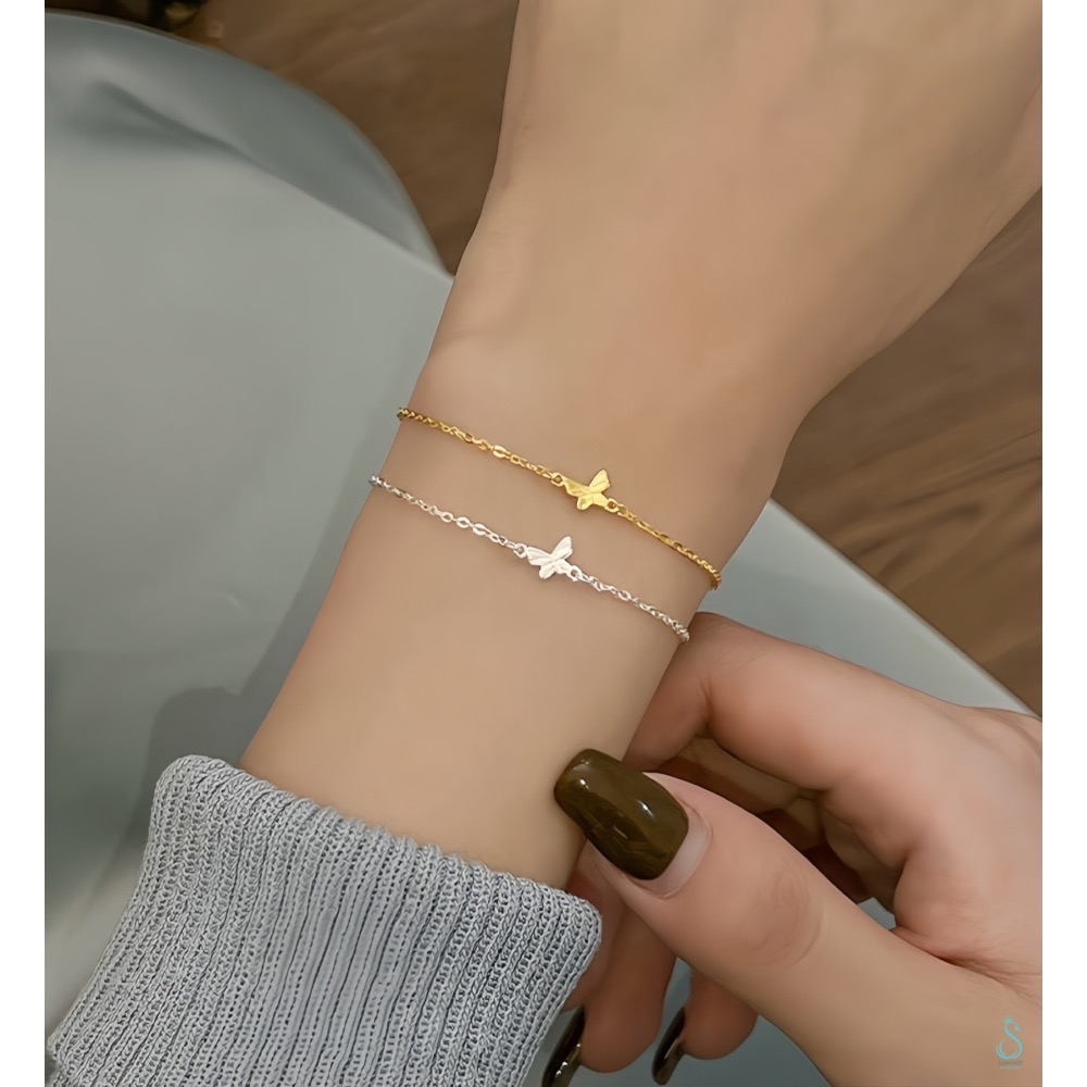 SUMMER 銀飾💫［S999足銀］蝶語飛飛 蝴蝶手鏈 純銀手鍊 純銀飾品-細節圖2