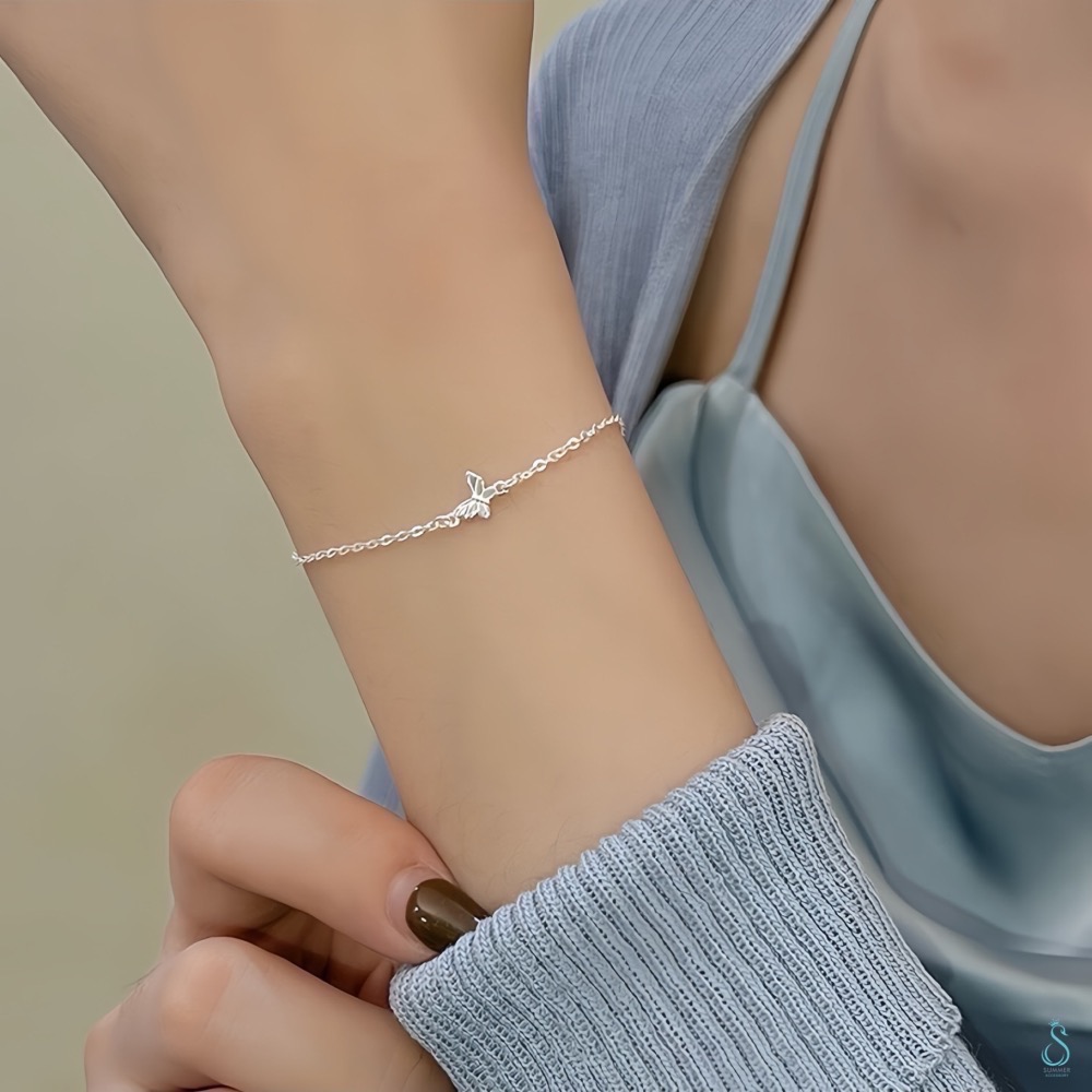 SUMMER 銀飾💫［S999足銀］蝶語飛飛 蝴蝶手鏈 純銀手鍊 純銀飾品-細節圖3