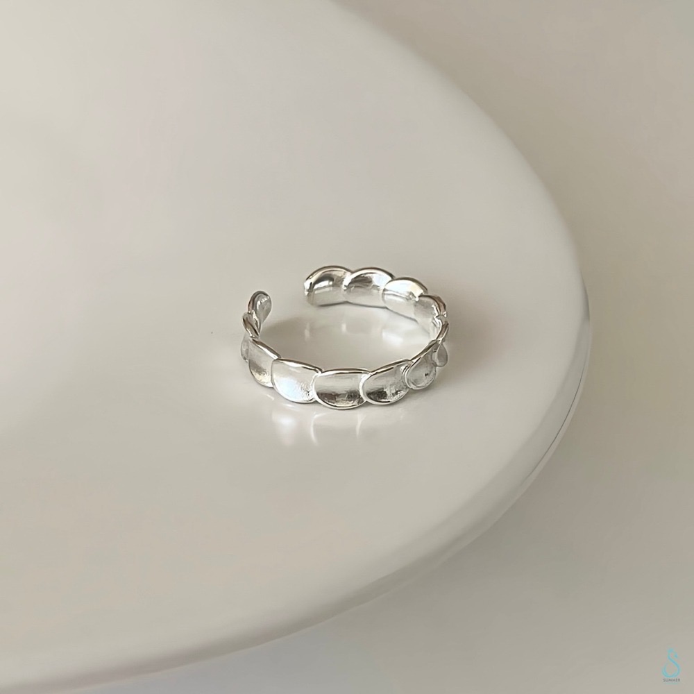 SUMMER 銀飾💫［925純銀］<晨曦泡沫>加厚版小尺寸尾戒 純銀戒指 純銀尾戒 寬尾戒 純銀飾品-細節圖3