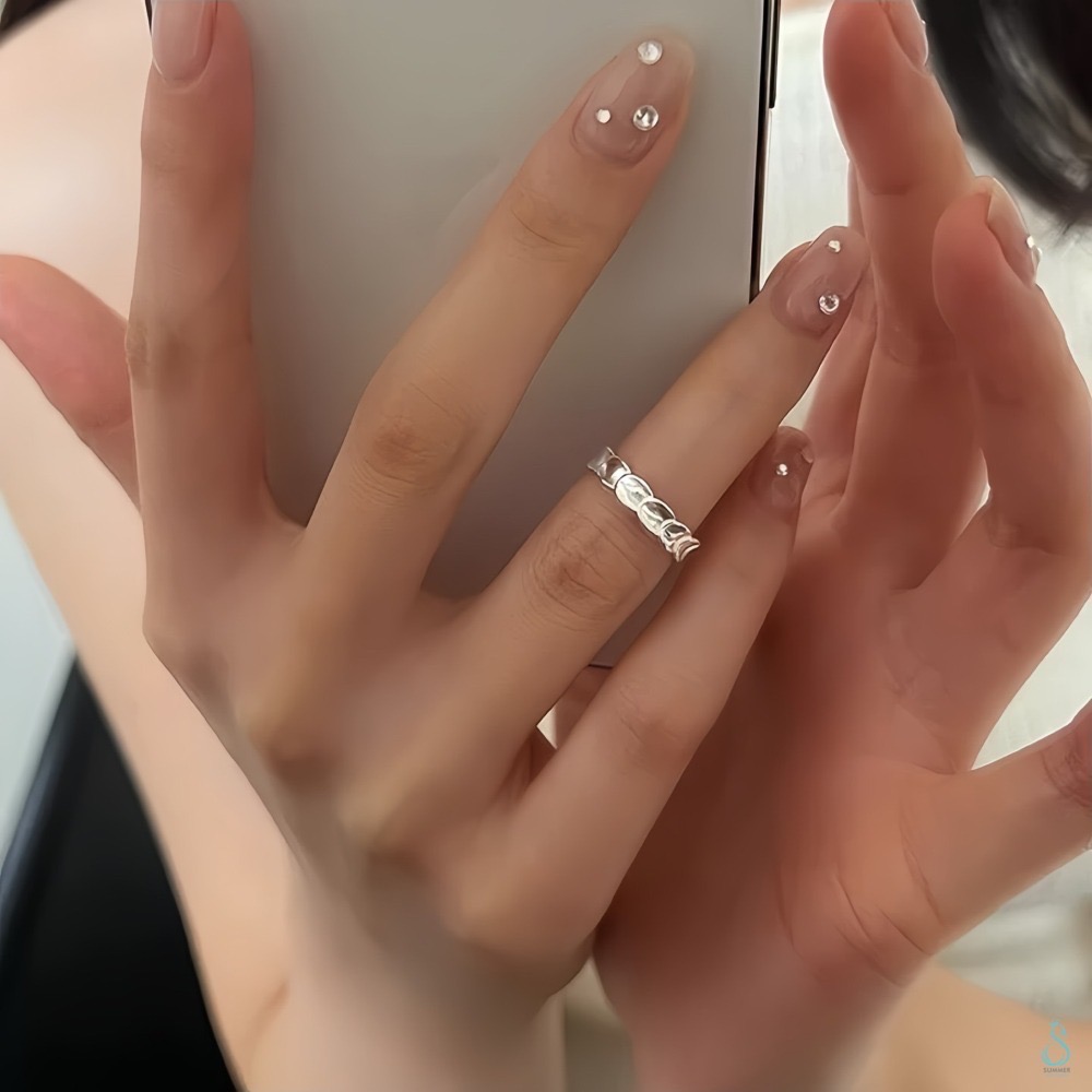 SUMMER 銀飾💫［925純銀］<晨曦泡沫>加厚版小尺寸尾戒 純銀戒指 純銀尾戒 寬尾戒 純銀飾品-細節圖9