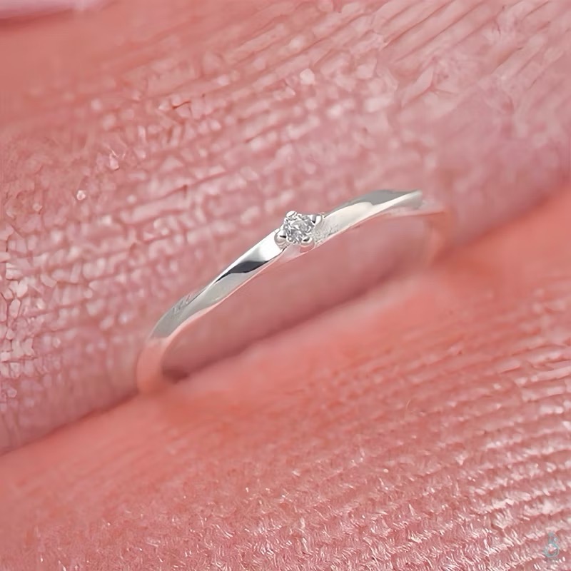 SUMMER 銀飾💫［925純銀］<流光指環>純銀戒指 簡約細尾戒 小鑽尾戒 ￼純銀飾品-細節圖3