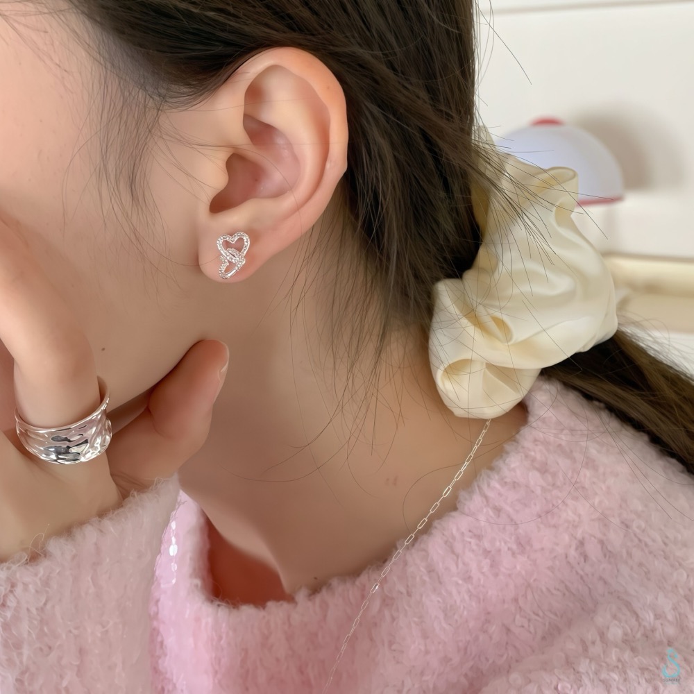 SUMMER 銀飾💫［925純銀］<心心絮語> 愛心耳環 甜美 心型耳環 純銀耳環 純銀飾品-細節圖2