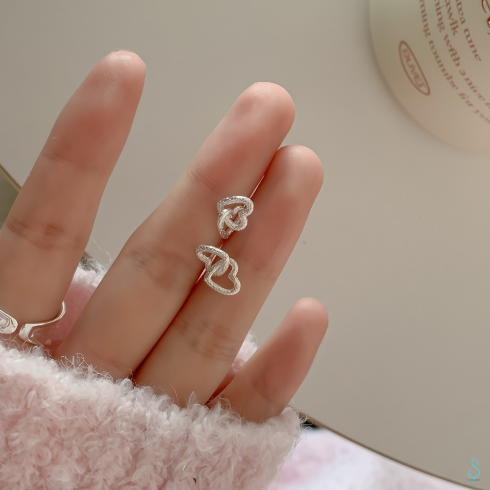 SUMMER 銀飾💫［925純銀］<心心絮語> 愛心耳環 甜美 心型耳環 純銀耳環 純銀飾品-細節圖3