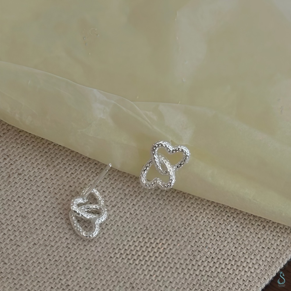 SUMMER 銀飾💫［925純銀］<心心絮語> 愛心耳環 甜美 心型耳環 純銀耳環 純銀飾品-細節圖4