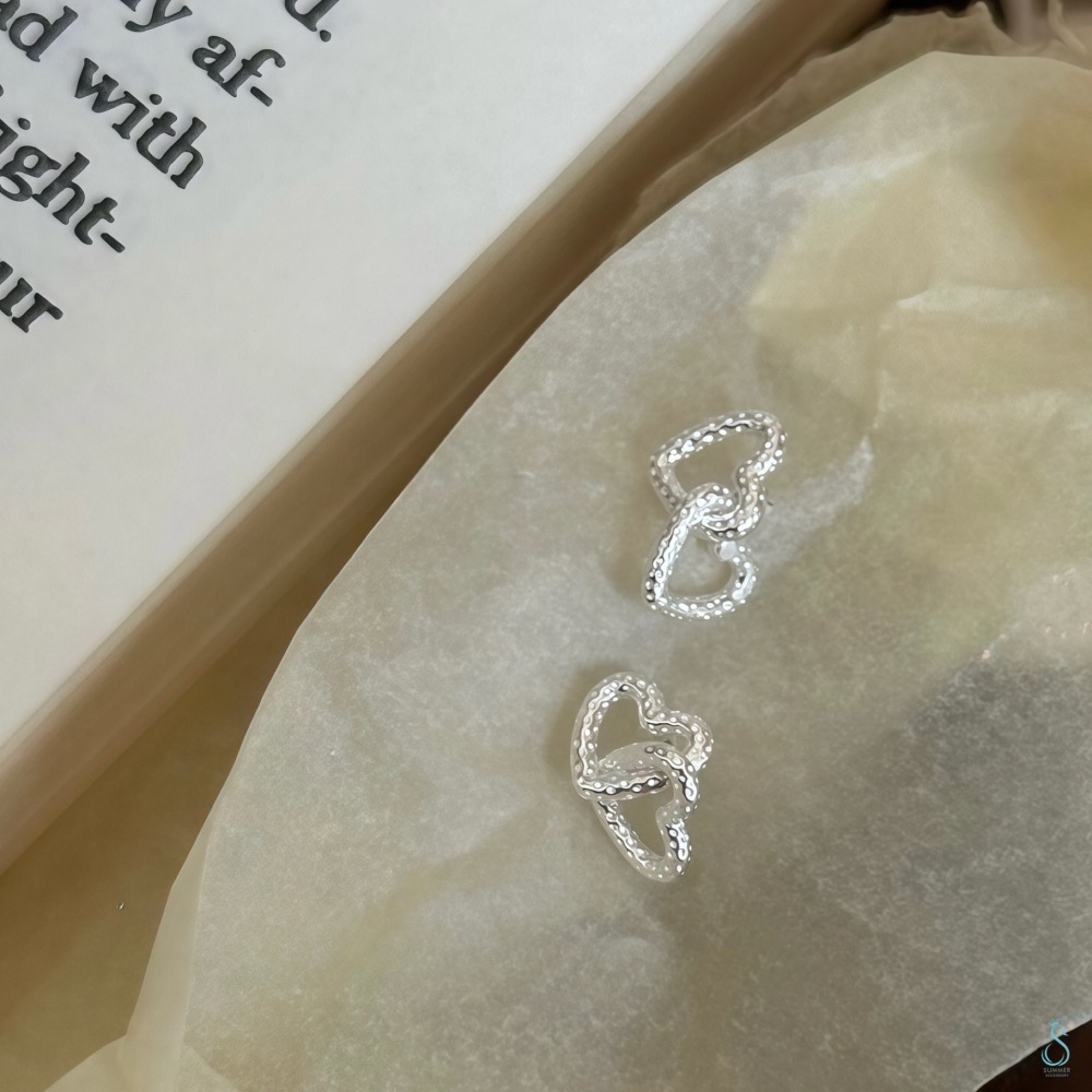 SUMMER 銀飾💫［925純銀］<心心絮語> 愛心耳環 甜美 心型耳環 純銀耳環 純銀飾品-細節圖8