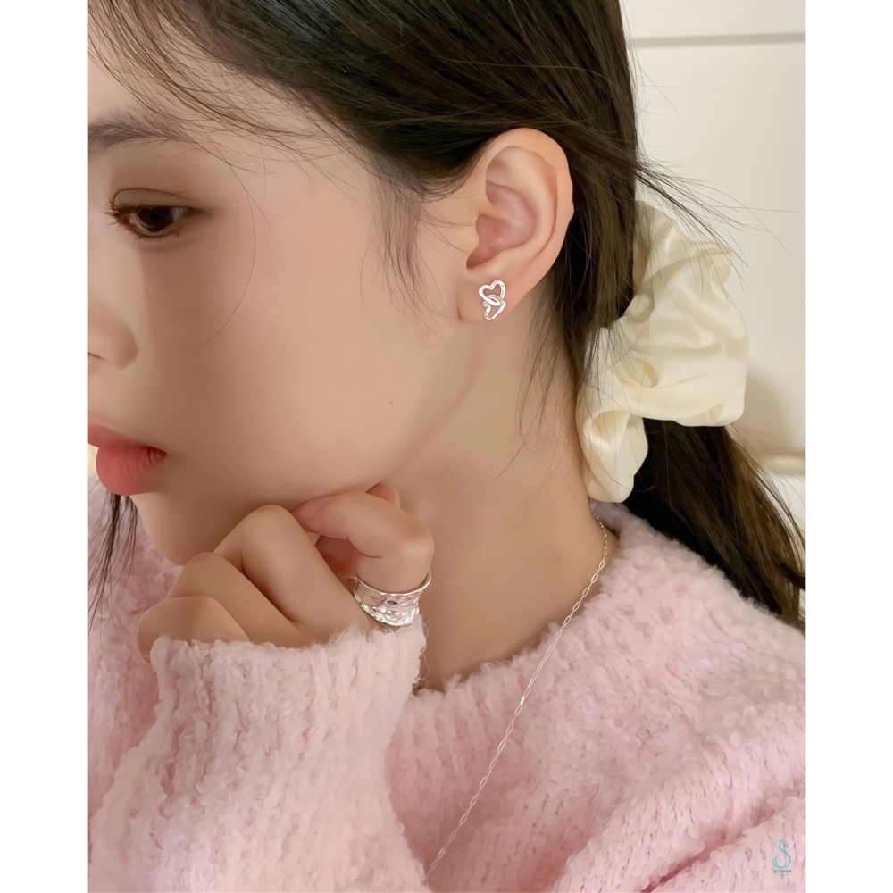 SUMMER 銀飾💫［925純銀］<心心絮語> 愛心耳環 甜美 心型耳環 純銀耳環 純銀飾品-細節圖9
