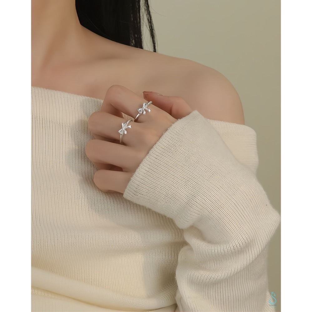 SUMMER韓 銀飾💫［925純銀］<甜心結戒> 🎀蝴蝶結 純銀戒指 純銀飾品-細節圖6