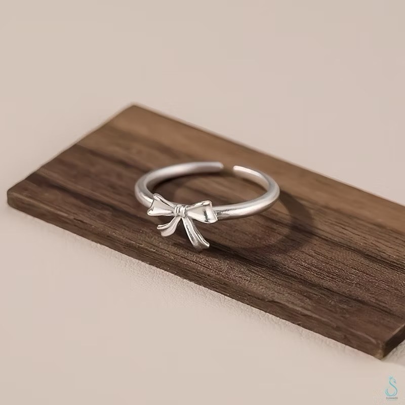 SUMMER韓 銀飾💫［925純銀］<甜心結戒> 🎀蝴蝶結 純銀戒指 純銀飾品-細節圖7
