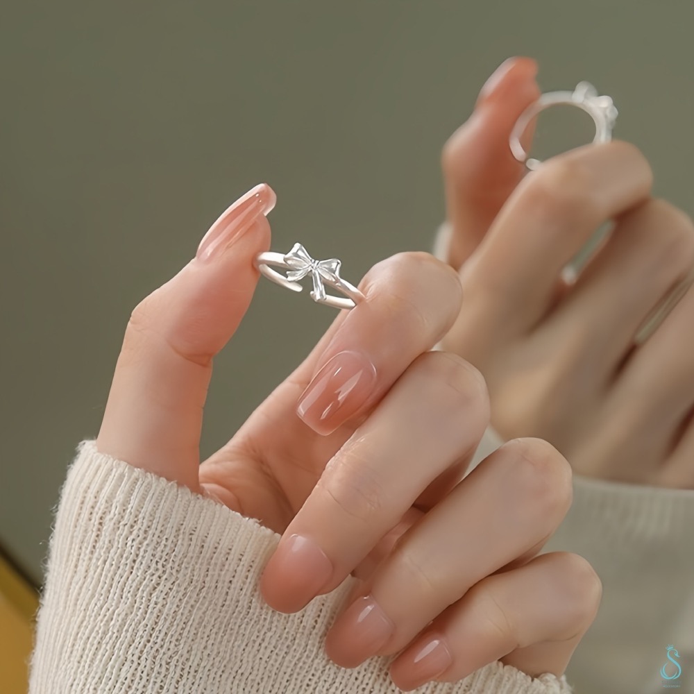 SUMMER韓 銀飾💫［925純銀］<甜心結戒> 🎀蝴蝶結 純銀戒指 純銀飾品-細節圖9