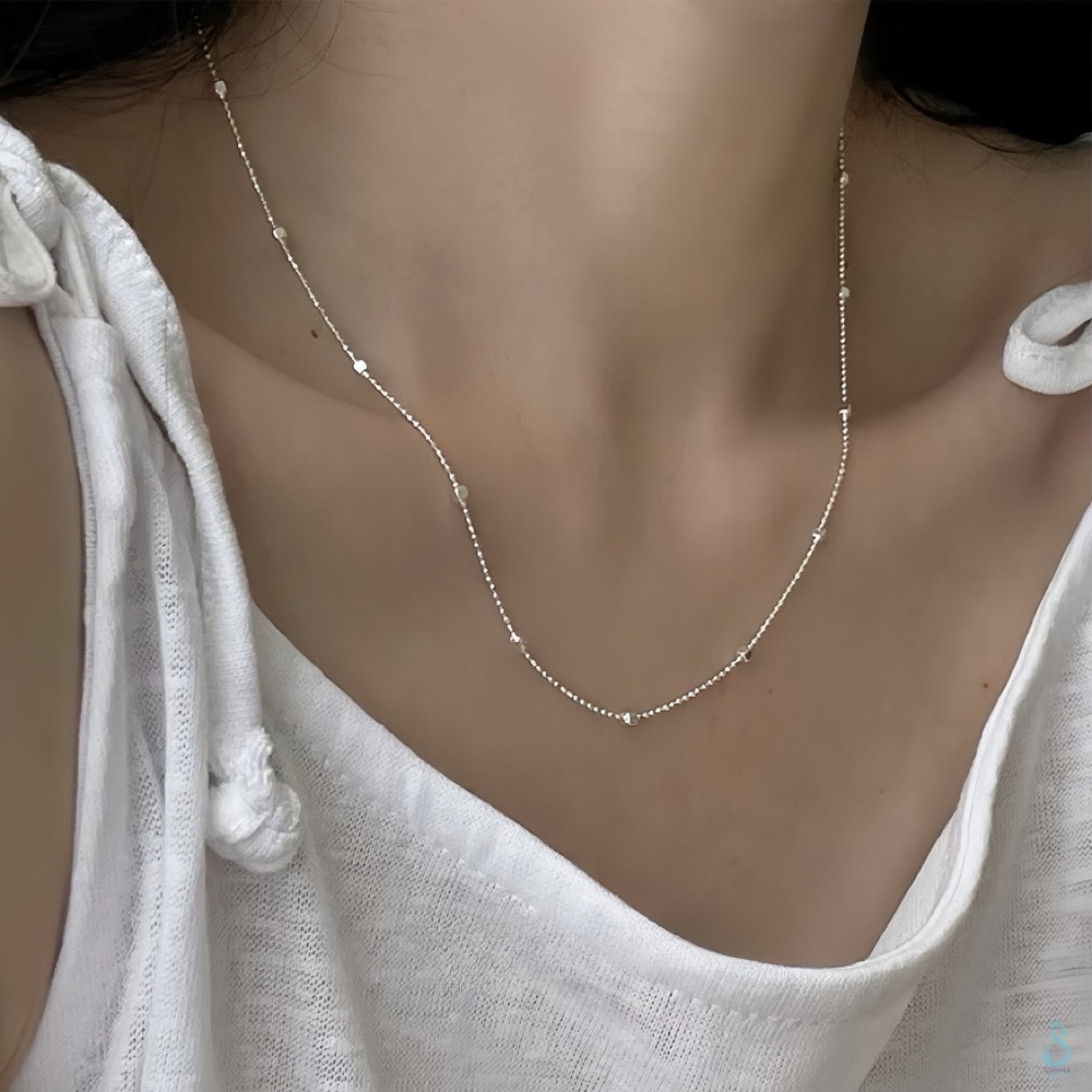 SUMMER 銀飾💫［925純銀］義大利進口 <星光點點>閃光銀珠鍊 純銀項鍊 純銀飾品-細節圖6