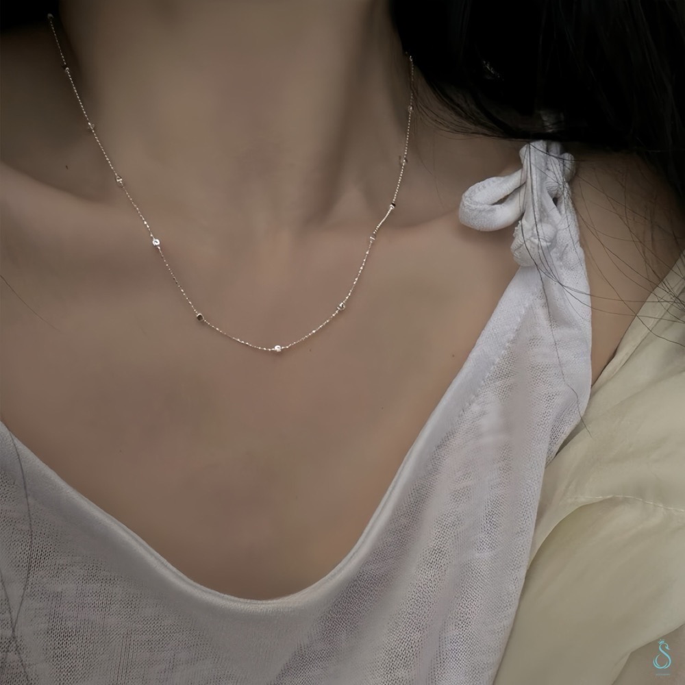 SUMMER 銀飾💫［925純銀］義大利進口 <星光點點>閃光銀珠鍊 純銀項鍊 純銀飾品-細節圖7