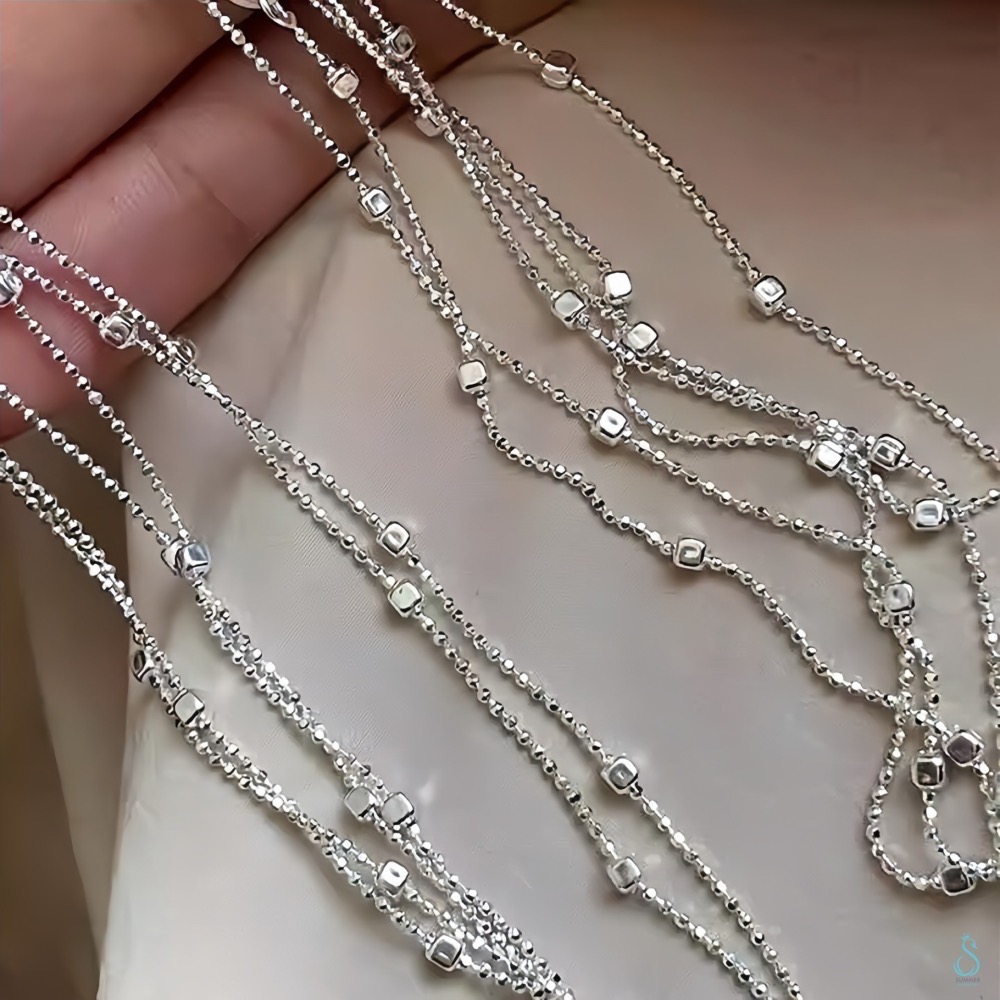 SUMMER 銀飾💫［925純銀］義大利進口 <星光點點>閃光銀珠鍊 純銀項鍊 純銀飾品-細節圖9