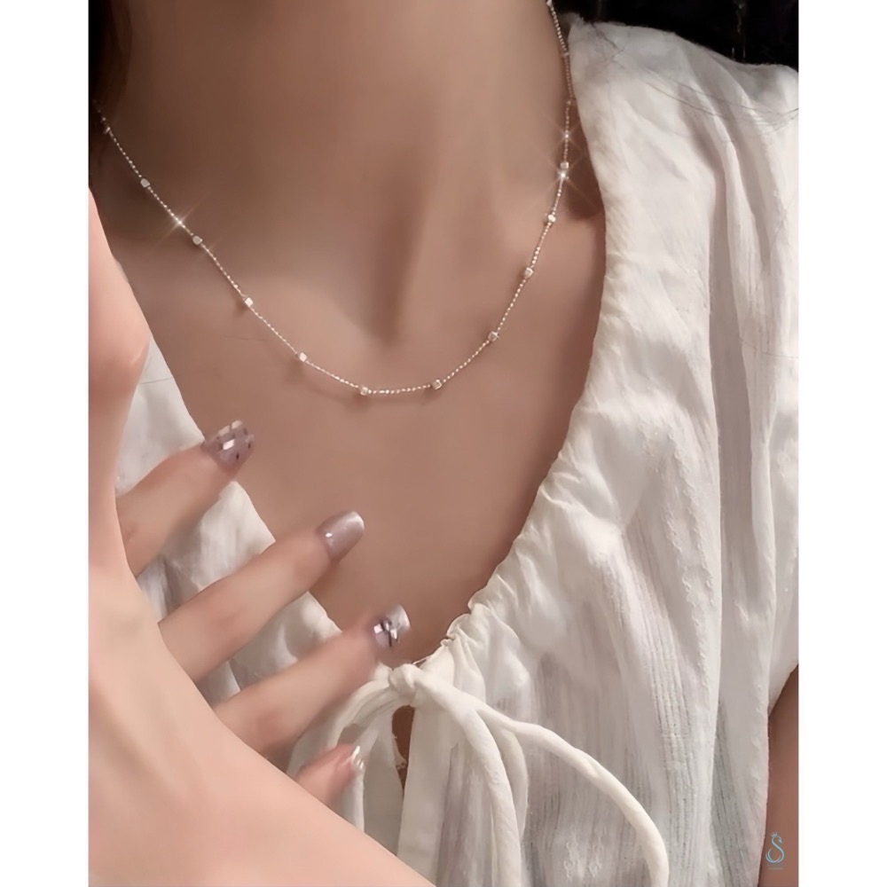 SUMMER 銀飾💫［925純銀］義大利進口 <星光點點>閃光銀珠鍊 純銀項鍊 純銀飾品-細節圖4