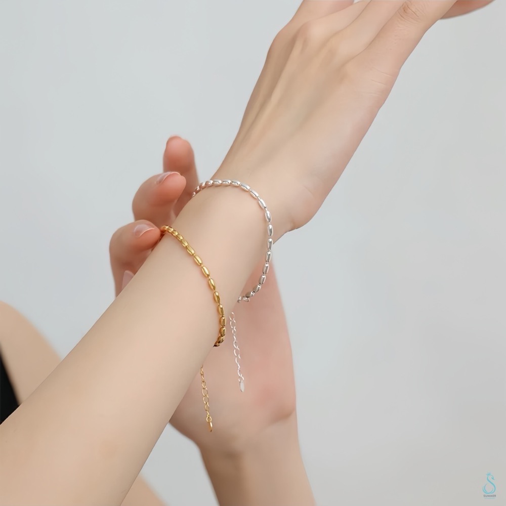 SUMMER 銀飾💫［925純銀］<流光細語> 豆豆手鏈 純銀手鍊 百搭手鏈 純銀飾品-細節圖2