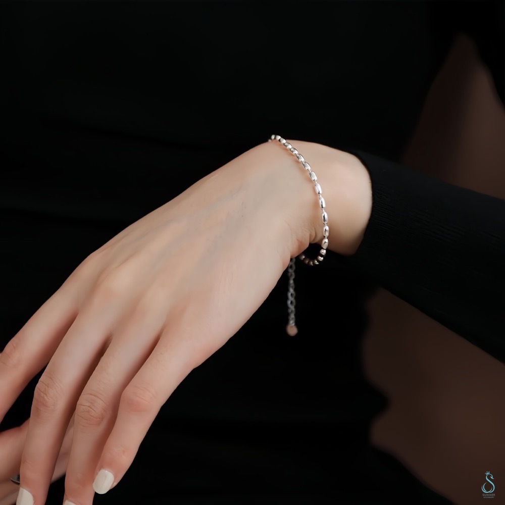 SUMMER 銀飾💫［925純銀］<流光細語> 豆豆手鏈 純銀手鍊 百搭手鏈 純銀飾品-細節圖4