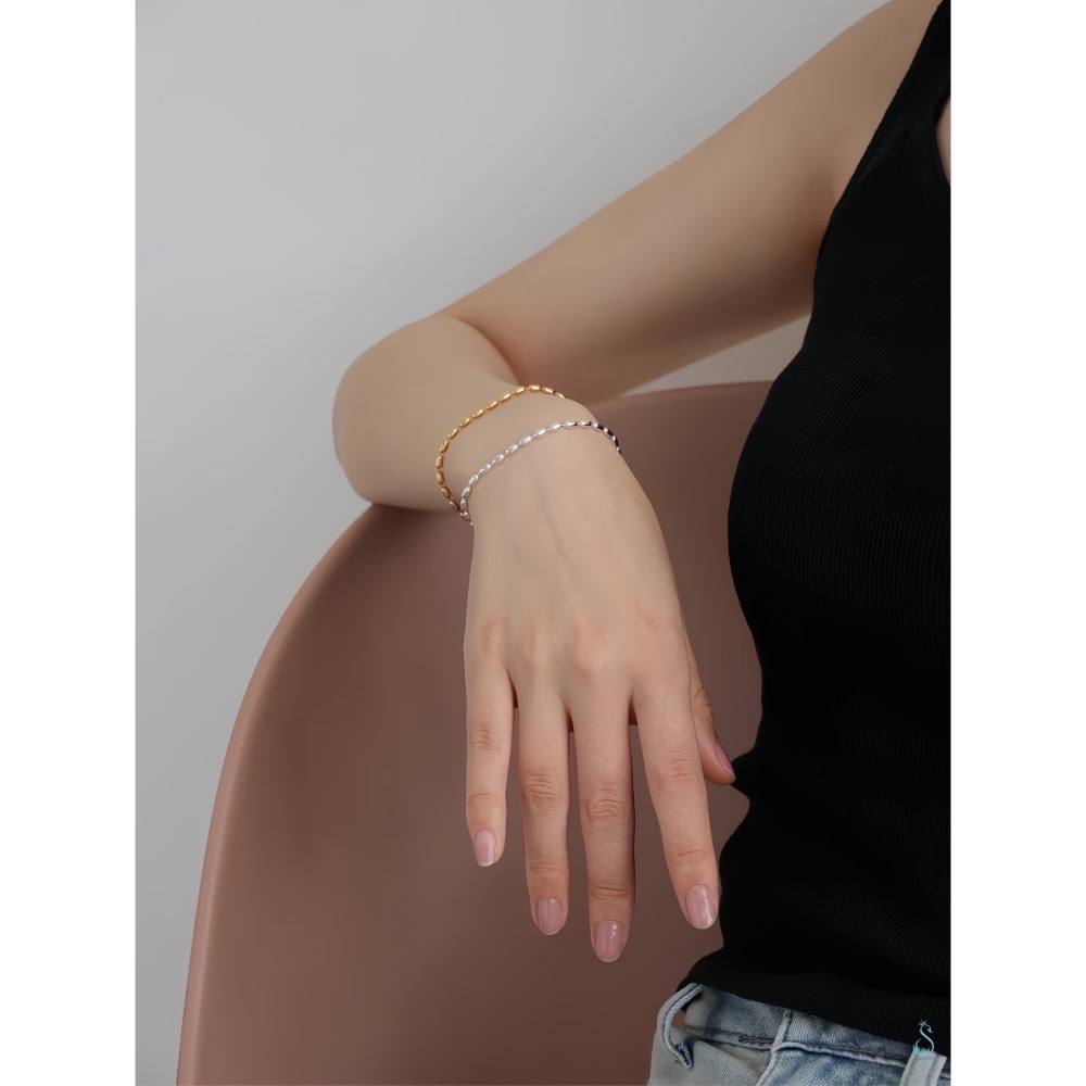 SUMMER 銀飾💫［925純銀］<流光細語> 豆豆手鏈 純銀手鍊 百搭手鏈 純銀飾品-細節圖9