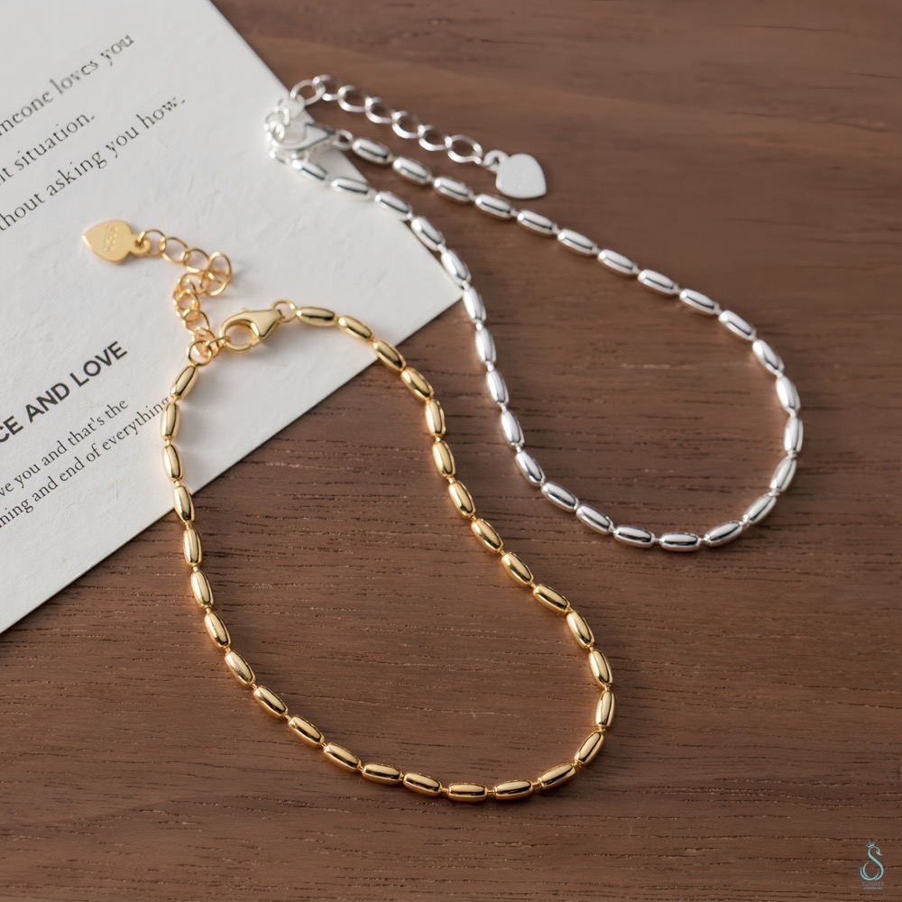 SUMMER 銀飾💫［925純銀］<流光細語> 豆豆手鏈 純銀手鍊 百搭手鏈 純銀飾品-細節圖3