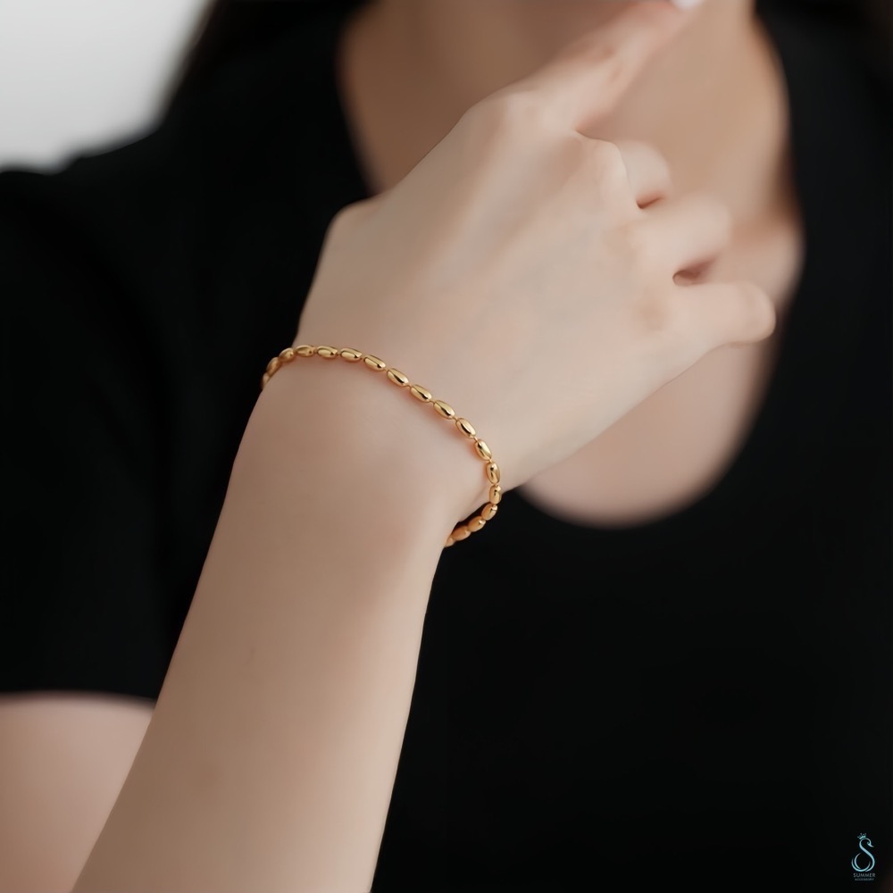 SUMMER 銀飾💫［925純銀］<流光細語> 豆豆手鏈 純銀手鍊 百搭手鏈 純銀飾品-細節圖5