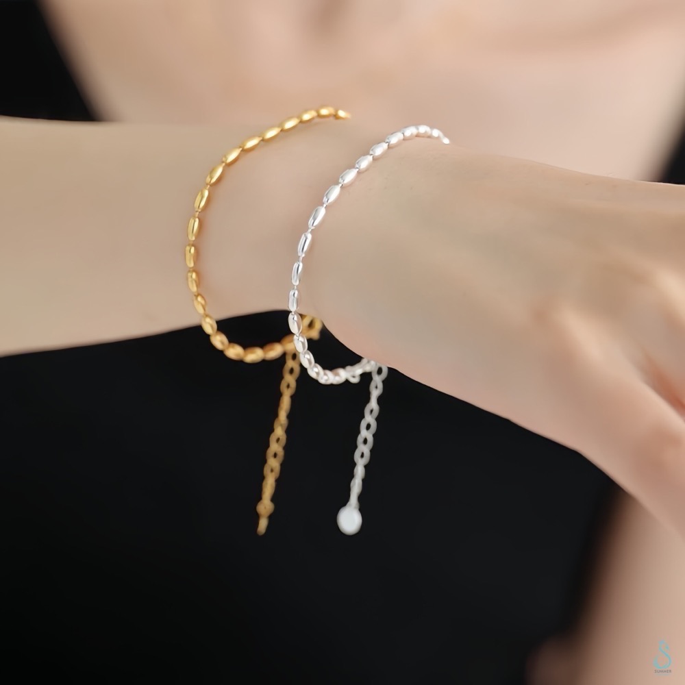 SUMMER 銀飾💫［925純銀］<流光細語> 豆豆手鏈 純銀手鍊 百搭手鏈 純銀飾品-細節圖6