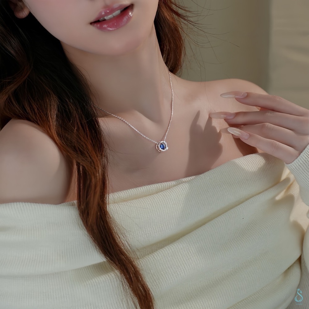 SUMMER 銀飾💫［925純銀］<璀璨藍星> 跳動的心 靈動項鏈 純銀項鍊 純銀飾品-細節圖3