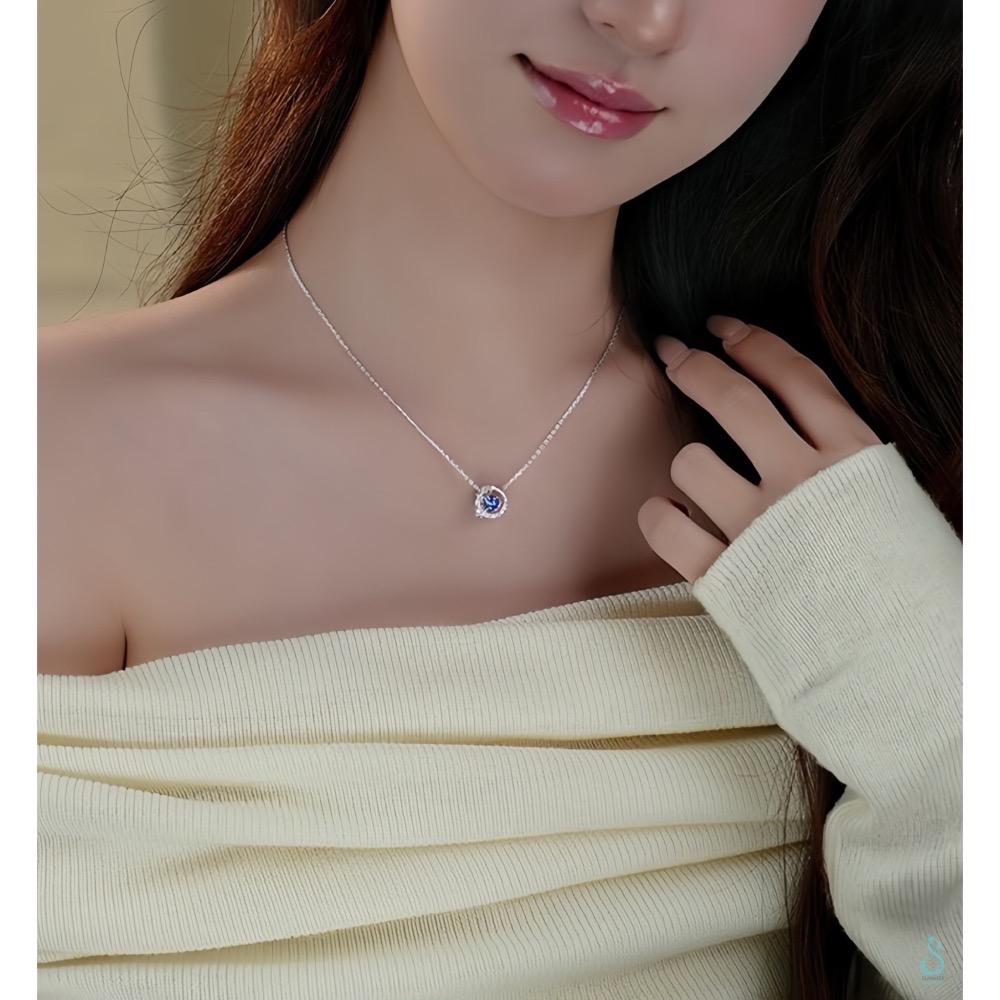 SUMMER 銀飾💫［925純銀］<璀璨藍星> 跳動的心 靈動項鏈 純銀項鍊 純銀飾品-細節圖6