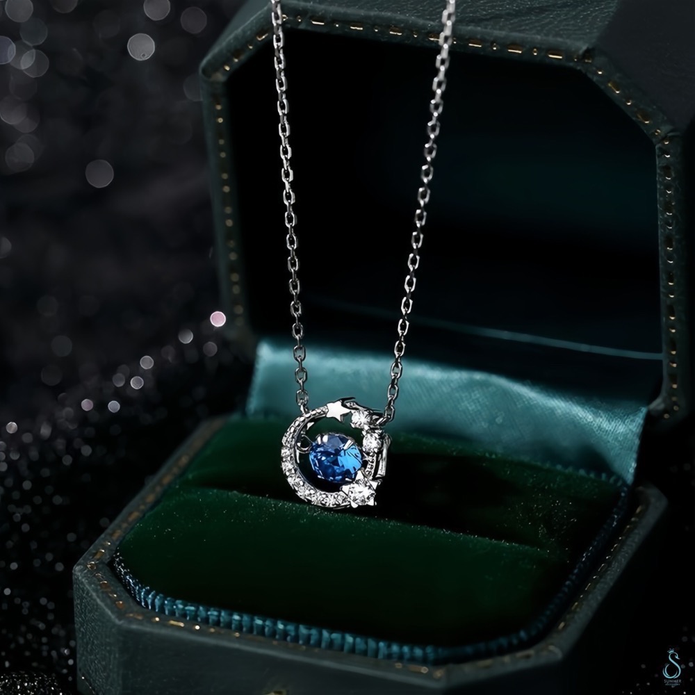 SUMMER 銀飾💫［925純銀］<璀璨藍星> 跳動的心 靈動項鏈 純銀項鍊 純銀飾品-細節圖7