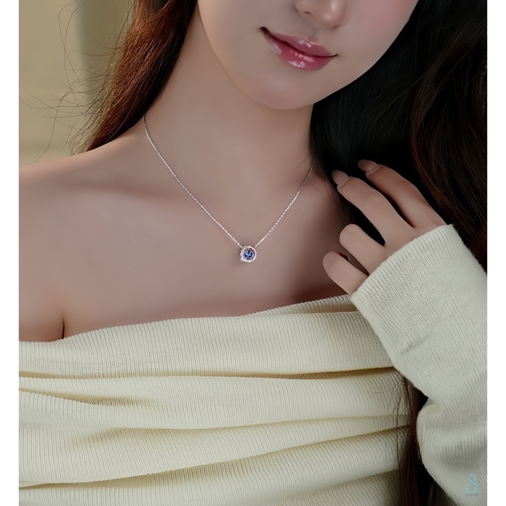 SUMMER 銀飾💫［925純銀］<璀璨藍星> 跳動的心 靈動項鏈 純銀項鍊 純銀飾品-細節圖6