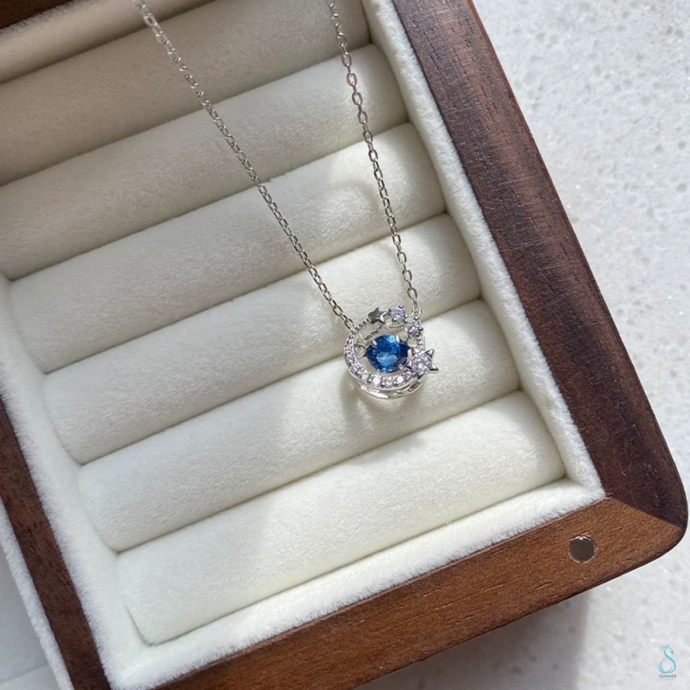 SUMMER 銀飾💫［925純銀］<璀璨藍星> 跳動的心 靈動項鏈 純銀項鍊 純銀飾品-細節圖9
