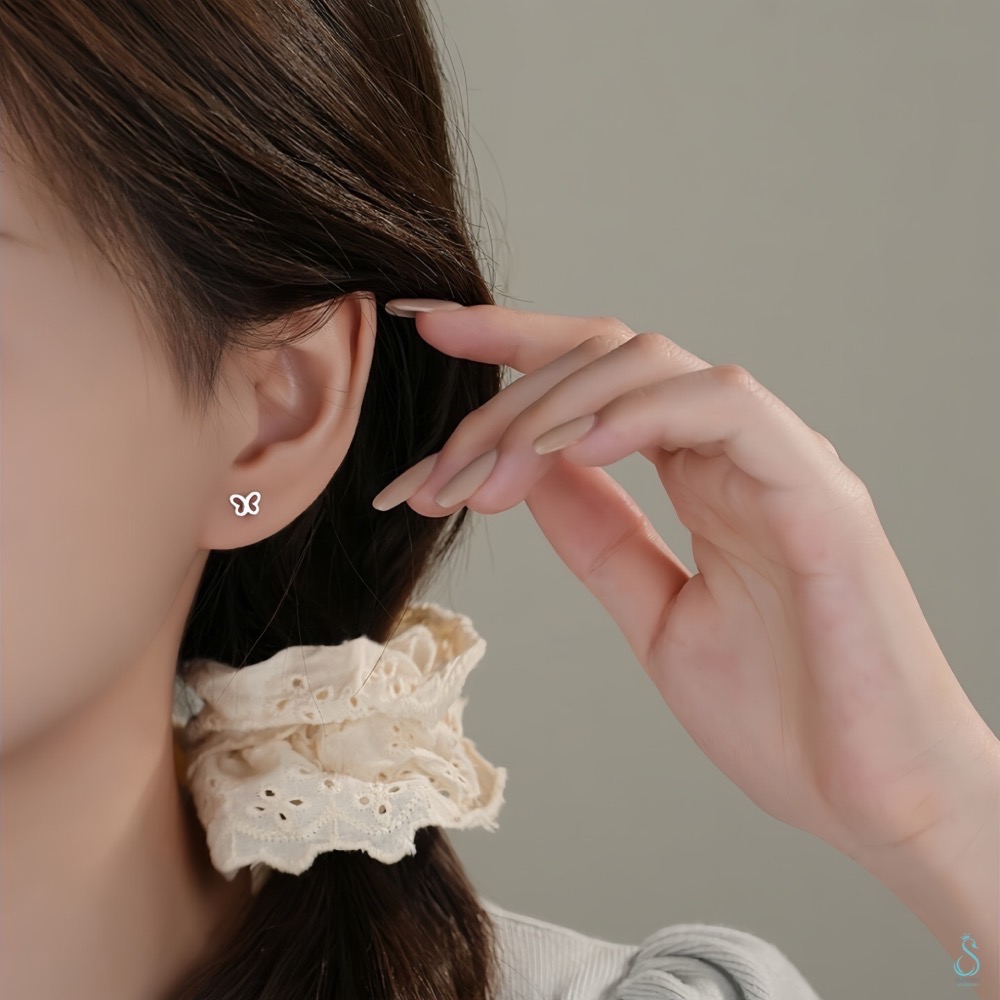 SUMMER 銀飾💫［925純銀］<韓系小蝶兒> 純銀耳環 蝴蝶結耳環 純銀飾品-細節圖2