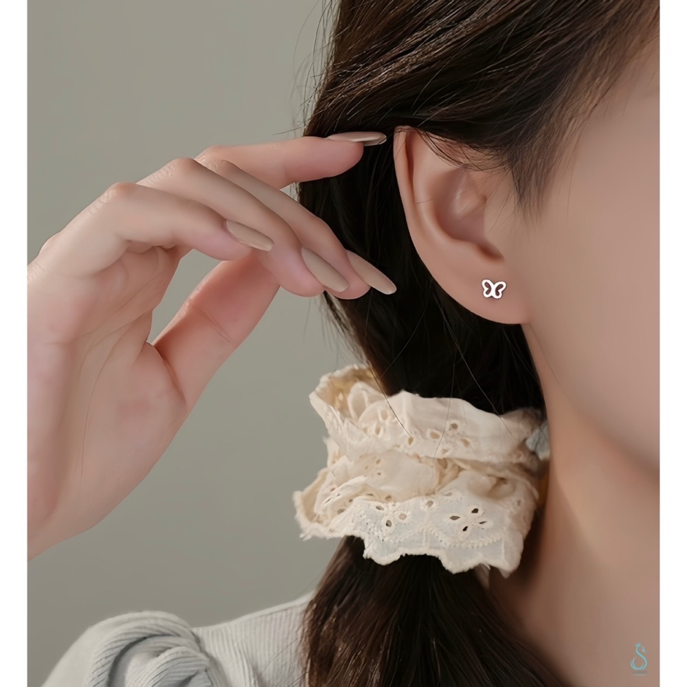 SUMMER 銀飾💫［925純銀］<韓系小蝶兒> 純銀耳環 蝴蝶結耳環 純銀飾品-細節圖8
