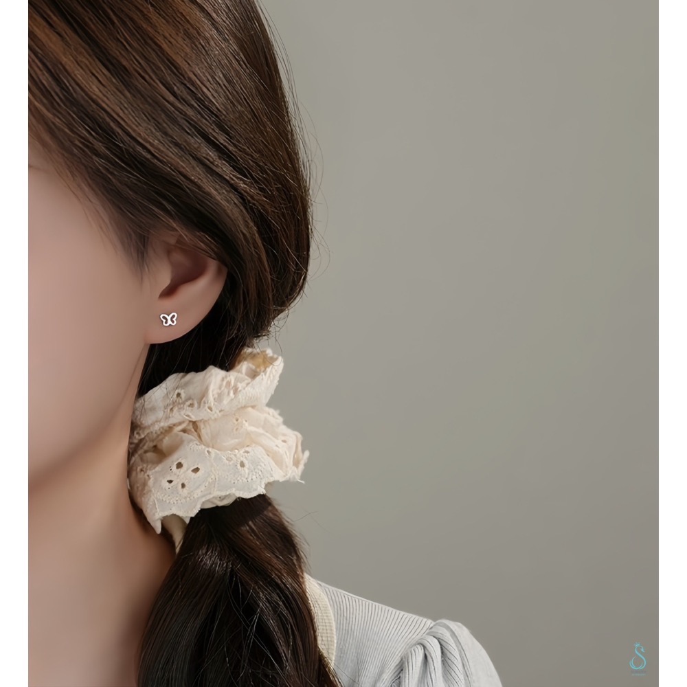 SUMMER 銀飾💫［925純銀］<韓系小蝶兒> 純銀耳環 蝴蝶結耳環 純銀飾品-細節圖9