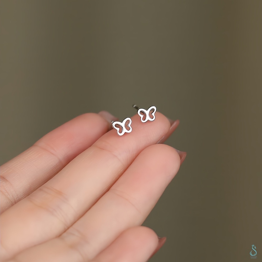 SUMMER 銀飾💫［925純銀］<韓系小蝶兒> 純銀耳環 蝴蝶結耳環 純銀飾品-細節圖4