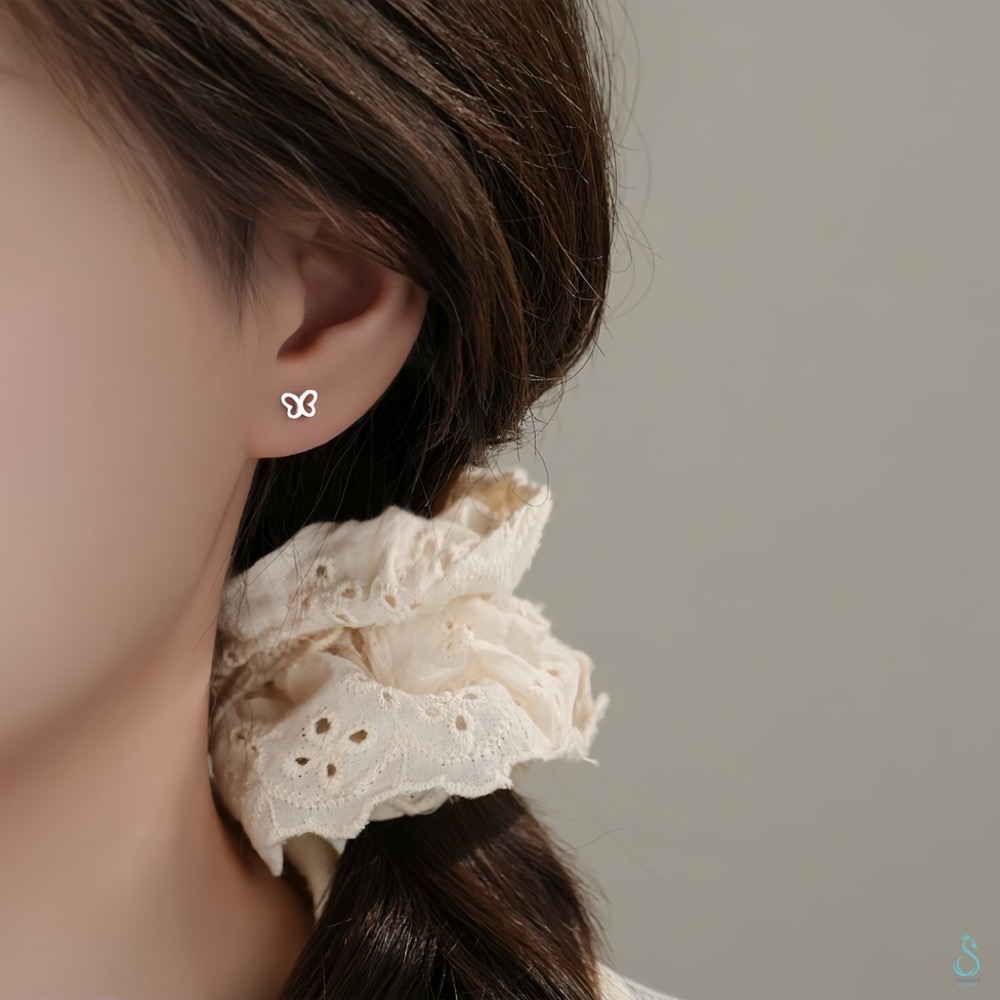 SUMMER 銀飾💫［925純銀］<韓系小蝶兒> 純銀耳環 蝴蝶結耳環 純銀飾品-細節圖5