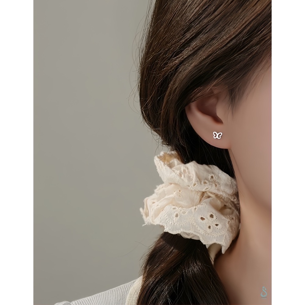 SUMMER 銀飾💫［925純銀］<韓系小蝶兒> 純銀耳環 蝴蝶結耳環 純銀飾品-細節圖6