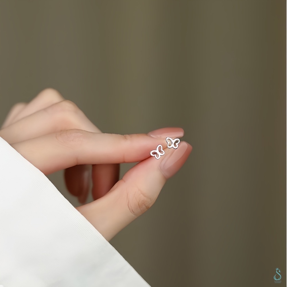 SUMMER 銀飾💫［925純銀］<韓系小蝶兒> 純銀耳環 蝴蝶結耳環 純銀飾品-細節圖7