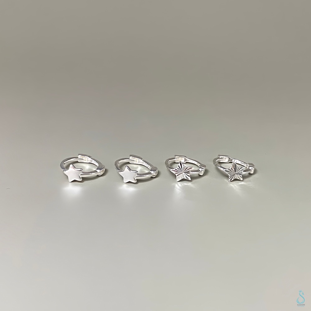 SUMMER 銀飾💫［999足銀］<小幸運星> 迷你貼耳耳環 純銀耳環 星星耳環 純銀飾品-細節圖2