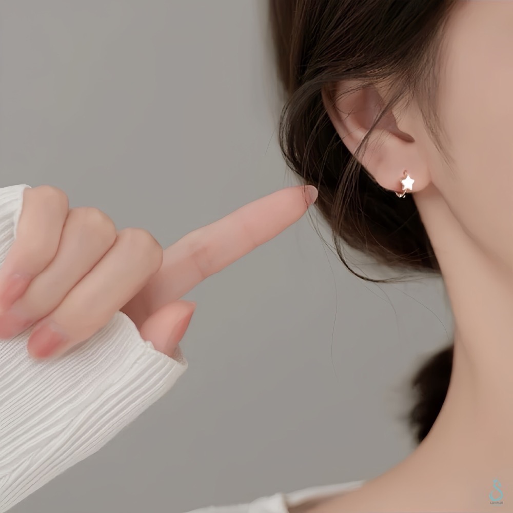 SUMMER 銀飾💫［999足銀］<小幸運星> 迷你貼耳耳環 純銀耳環 星星耳環 純銀飾品-細節圖3