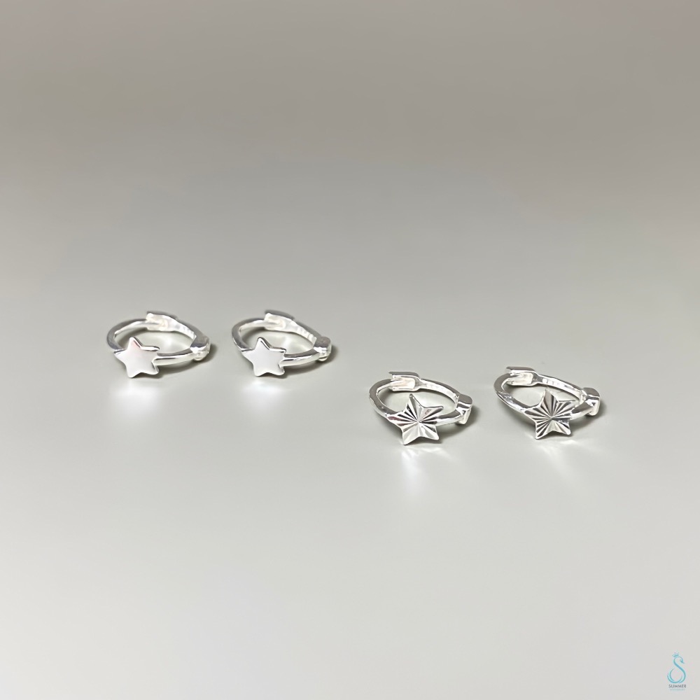 SUMMER 銀飾💫［999足銀］<小幸運星> 迷你貼耳耳環 純銀耳環 星星耳環 純銀飾品-細節圖4