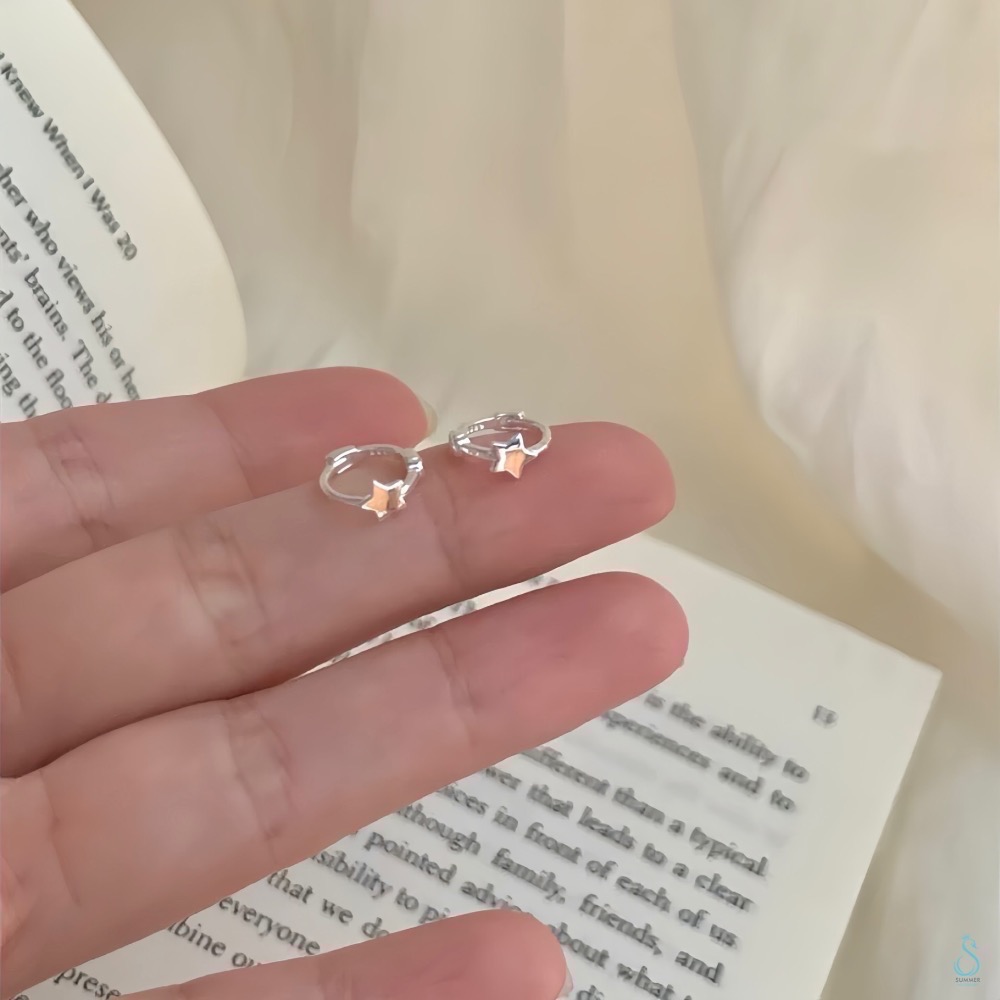 SUMMER 銀飾💫［999足銀］<小幸運星> 迷你貼耳耳環 純銀耳環 星星耳環 純銀飾品-細節圖8