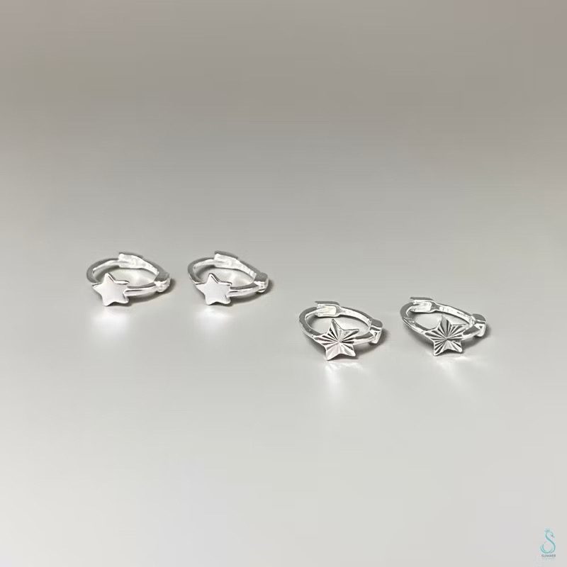 SUMMER 銀飾💫［999足銀］<小幸運星> 迷你貼耳耳環 純銀耳環 星星耳環 純銀飾品-細節圖4