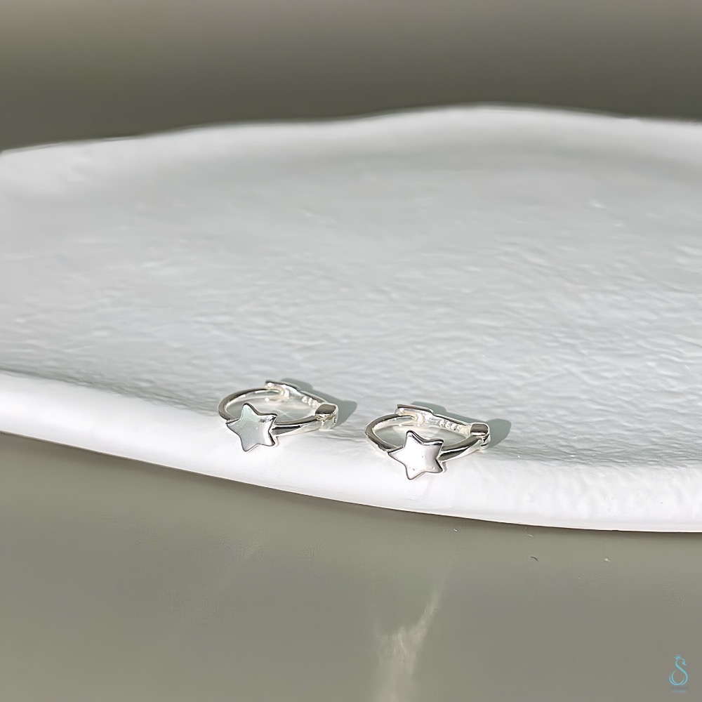 SUMMER 銀飾💫［999足銀］<小幸運星> 迷你貼耳耳環 純銀耳環 星星耳環 純銀飾品-規格圖9