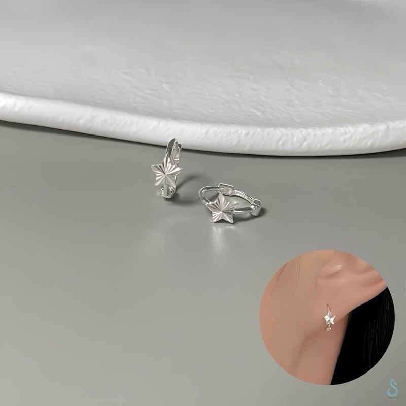 SUMMER 銀飾💫［999足銀］<小幸運星> 迷你貼耳耳環 純銀耳環 星星耳環 純銀飾品-規格圖9