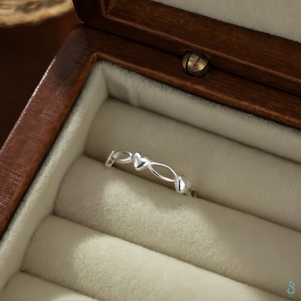 SUMMER 銀飾💫［999足銀］<微光心語> 純銀戒指 愛心戒指 純銀飾品-細節圖7